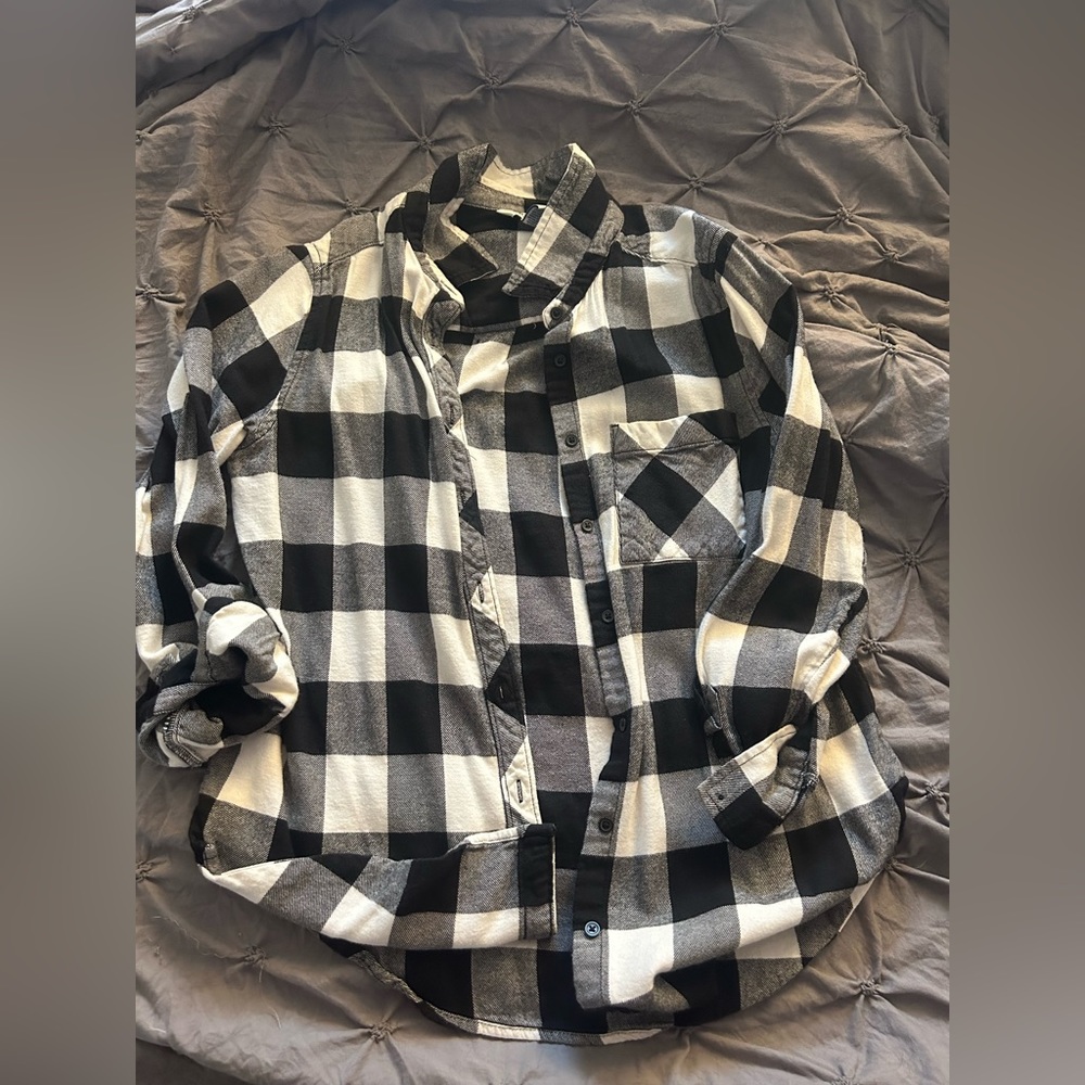 Black and White Button Down Flannel